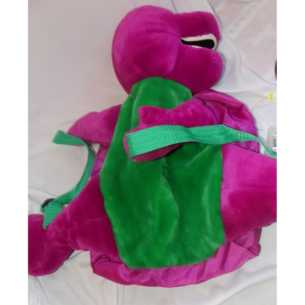 Vintage 90s Barney Plush Backpack w/ Adjustable Straps 16” w/back zipper